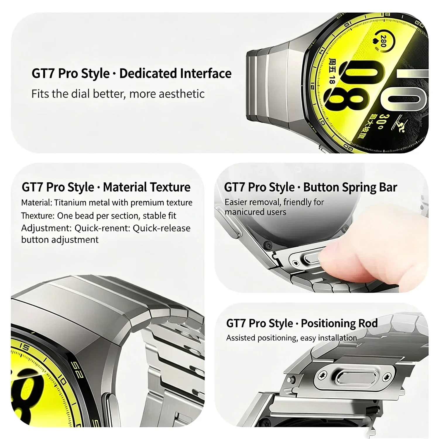 Official Titanium Alloy Strap - Lightweight, No-Gap Quick Fit Replacement Bracelet