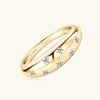 Women's Ring Bezel Setting Star Moissainte Rings 18K Gold Plated 925 Silver Band Fashion Party Daily Wear Jewelry New In 1