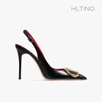 HLTINO Fahion Slingback Black Comfortable Women Summer Shoes Very High Heel Sandals 2025 Trend for Wedding Party Dress 1