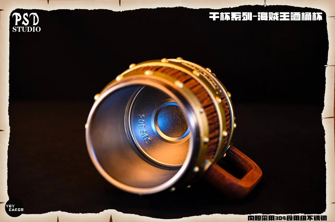 Psd Studio Barrel Beer Mug Gk Statue Collection Wood Grain Stainless Steel Liner Drinking Cup For Toy Cargo Anime Fans Sneakatelier