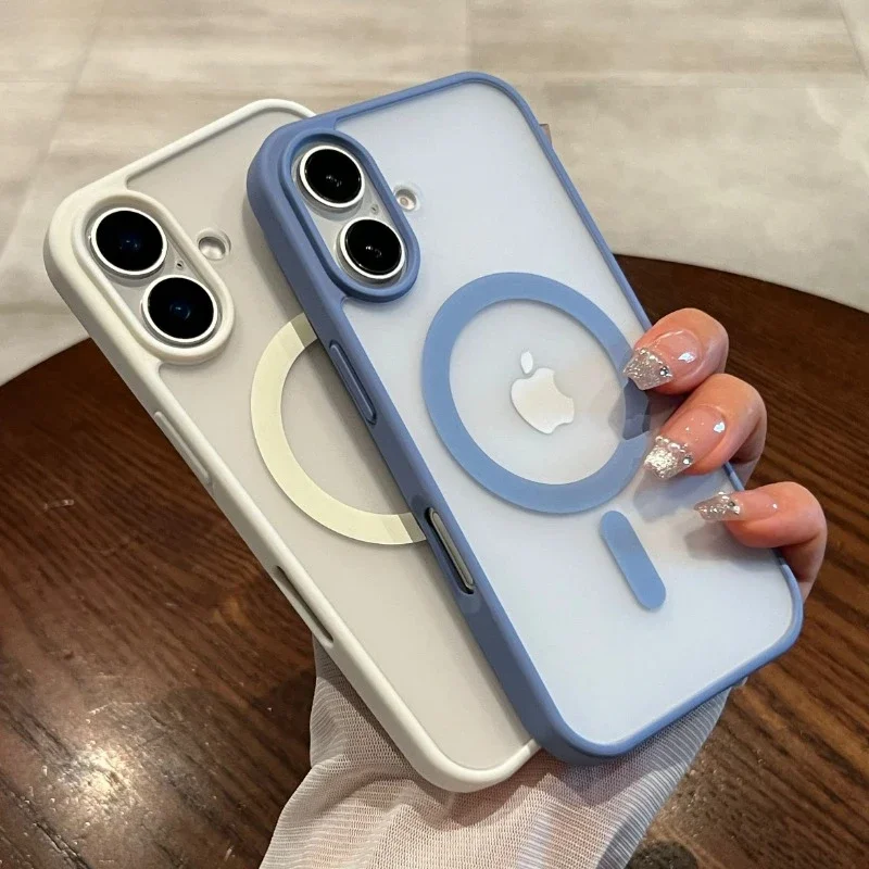 Flyzoo Cover Magnetica per iPhone 15 Pro con Supporto Stand ad Anello, [Protezione Antilngiallimento & Antiurto] Custodia Trasparente Posteriore Hard PC Case con Silicone Bordo, 6.1'', Clear Viola
