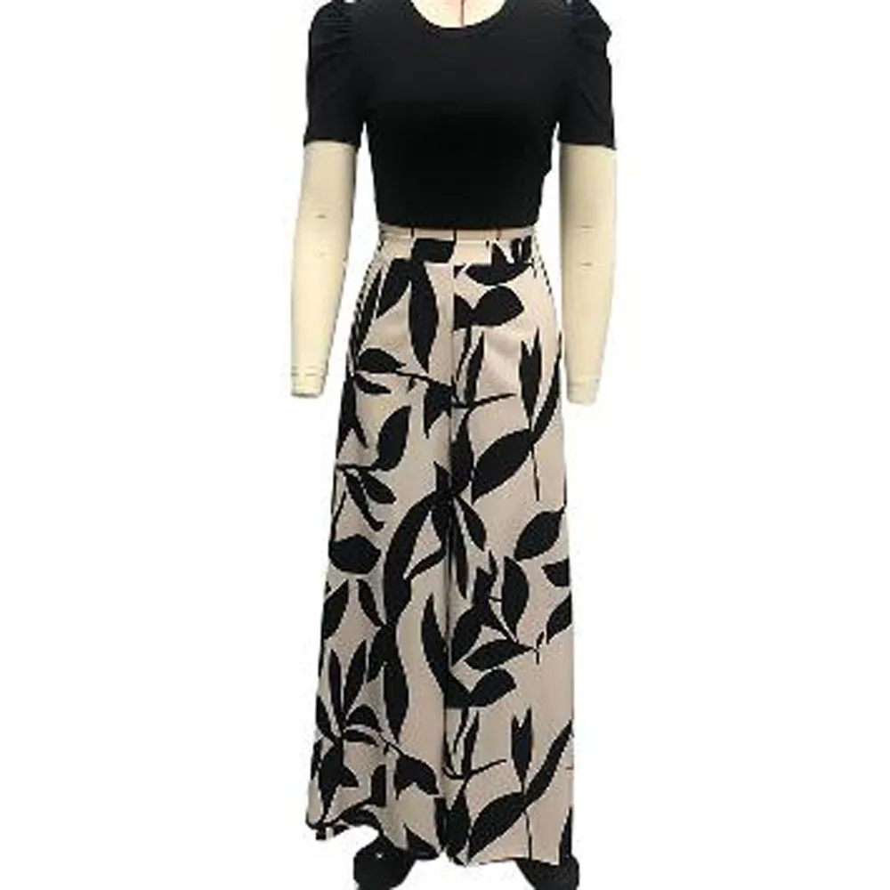 Women Floral Print Wide Leg Pants Suits