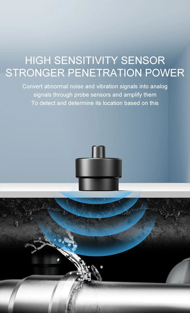 Pipeline Leak Detector Acoustic Noise Finder High Sensitivity Sensor Water Pipe