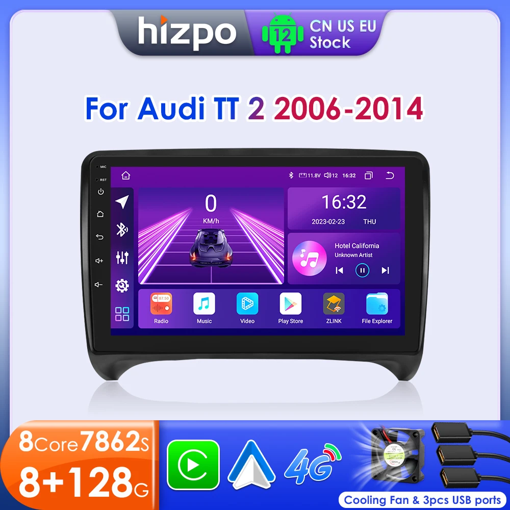 Hizpo 9'' Car Radio For Audi TT MK2 8J 2006-2014 Wireless CarPlay Android Auto Multimedia Intelligent Systems 2 Din Head Unit BT