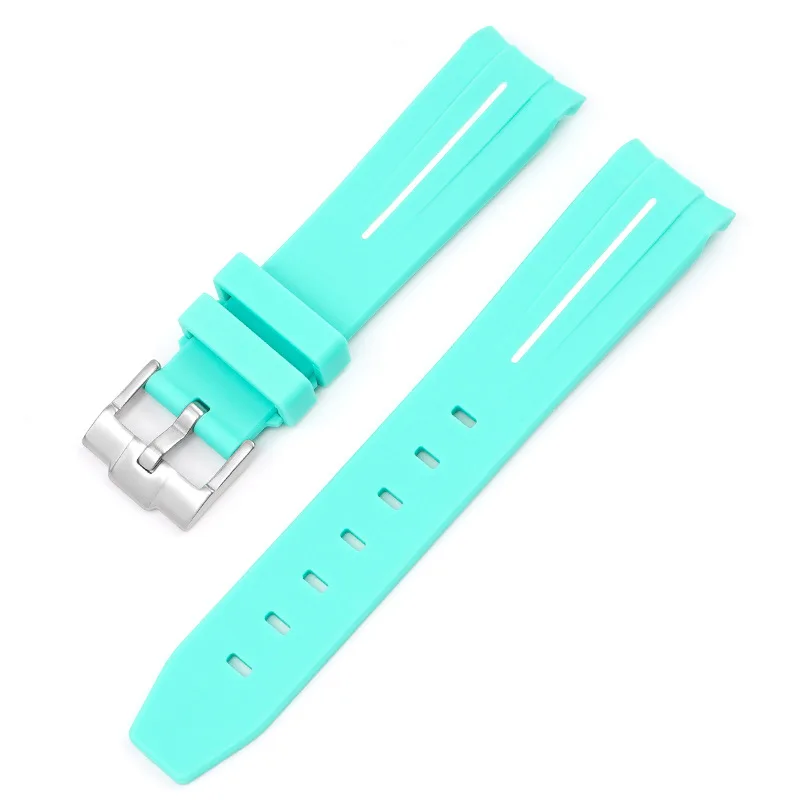 Silicone Diving Sport Watch Band - Curved End TPU Rubber Strap 20mm