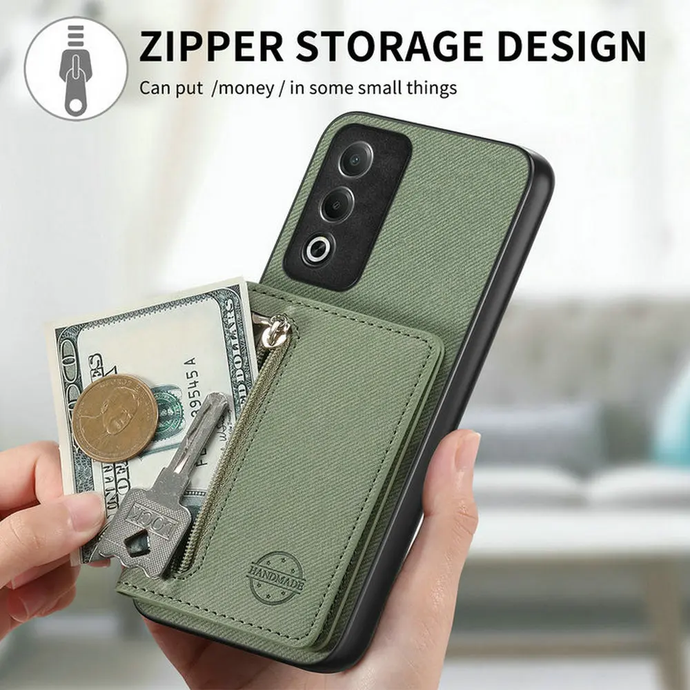 Luxury Zipper Wallet Leather Phone Case with Card Holder