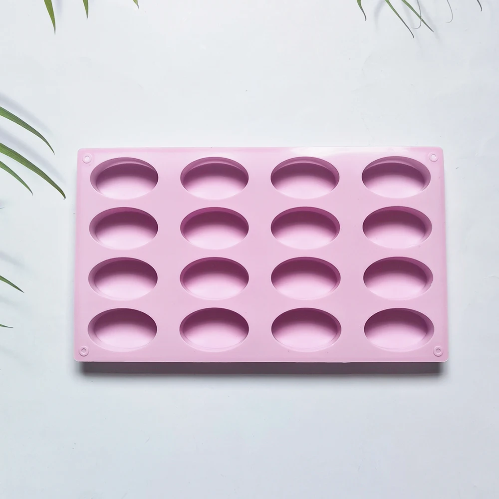 Silicone Mold Baking Mold 16 Cavity Oval Shaped DIY Handmade Soap Mold For Soap Making and Mini Pastry Chocolate Candy Cake Baking