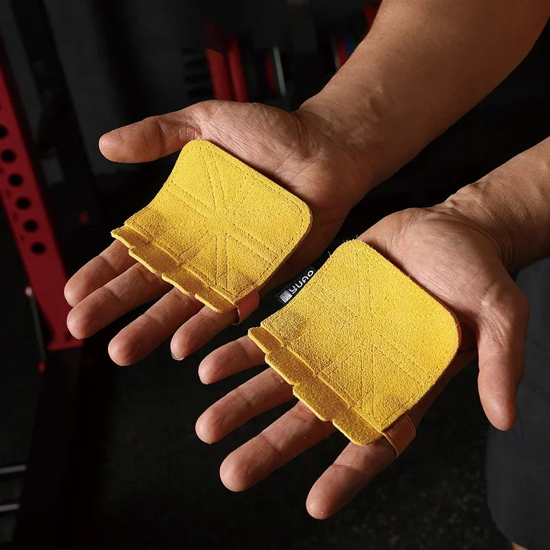 Weightlifting Gloves Four-fingers Fitness Gym Barbells Cowhide Anti-slip Wear-resistant Palm Protect Workout Hand Support weightlifting gloves