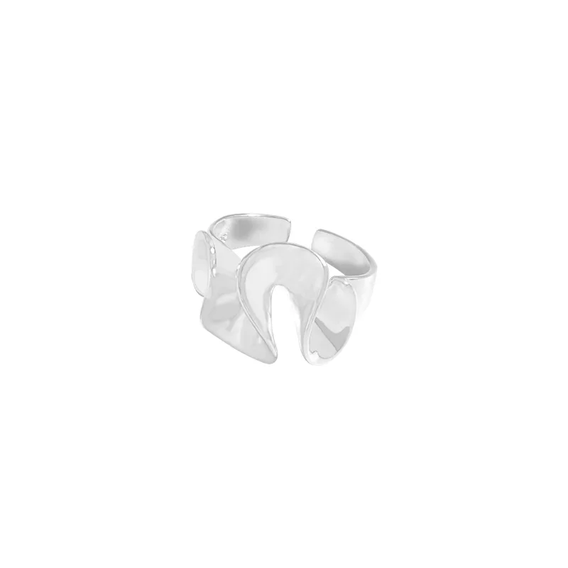 

Small and Luxurious Design, Minimalist Geometric Ruffle Hem, Skirt Ring, 925 Sterling Silver Female Ring