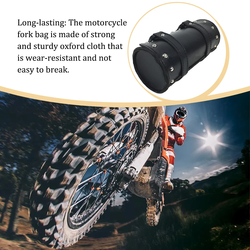

Motorcycle Front Fork Saddle Bag Electric Bike 3L Large Capacity Tool Barrel Shaped Organizer Pouch with Buckle Strap