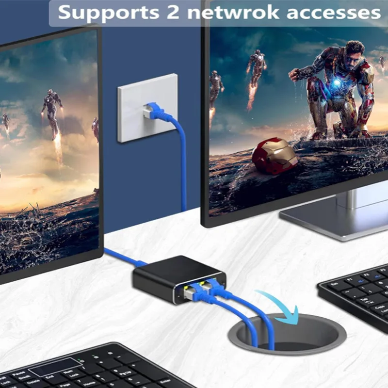 Gigabit Ethernet Switch Rj45 Splitter LAN Extension Adapter 1 to 2 1000Mbps Network Connector For PC Laptop TV Box Router