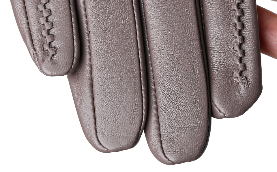 Gants en peau de mouton pour femmes, hiver chaud plus velours court mince écran tactile couleur de conduite gants en cuir pour femmes bonne qualité-2226