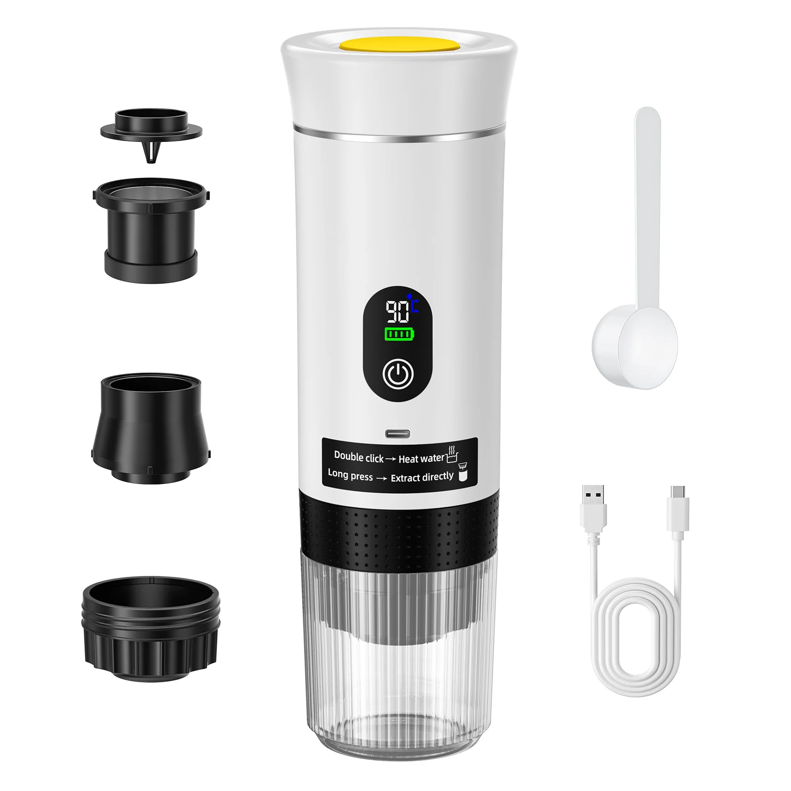 Machine à café expresso portable Foombthe avec écran numérique, cafetière à capsules 3-en-1 pour voiture et camping