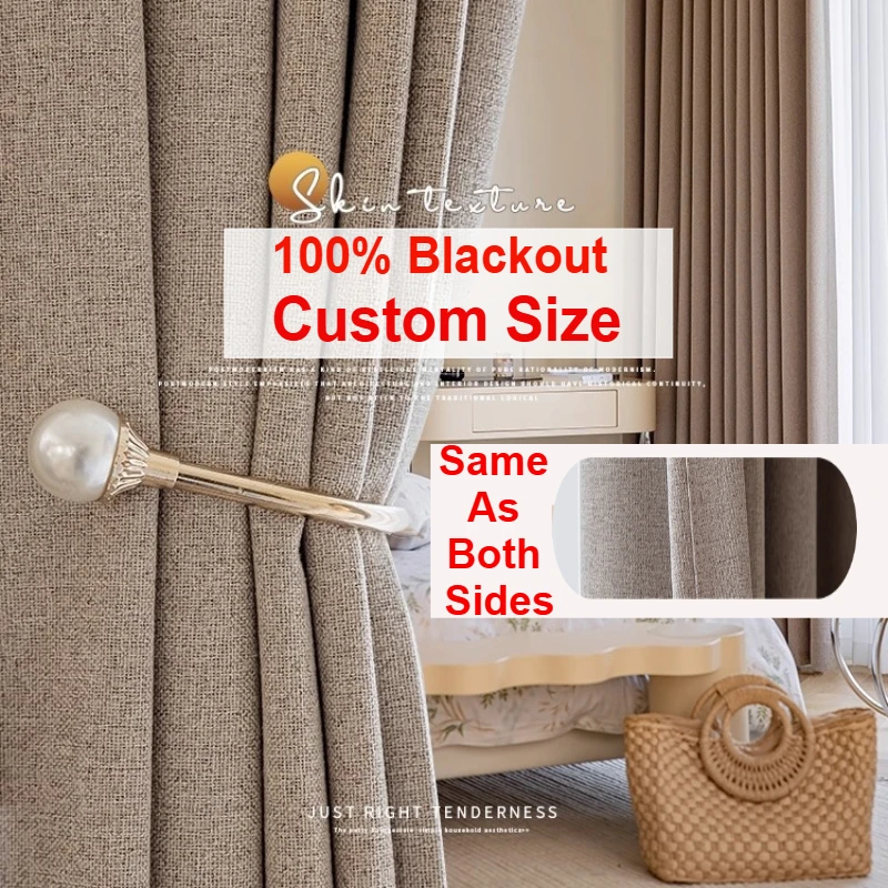 Blackout Curtains Custom Size Cotton Linen for Living Room Bedroom Dining Window Decor Luxury White Tulle Elegant Thicken