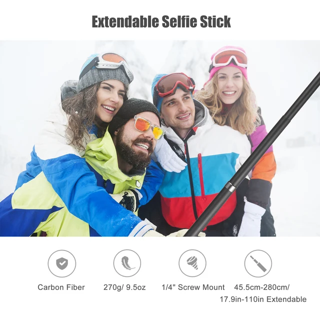 Carbon Fiber Extended Ultra Light Selfie Stick For Insta360 - Temu