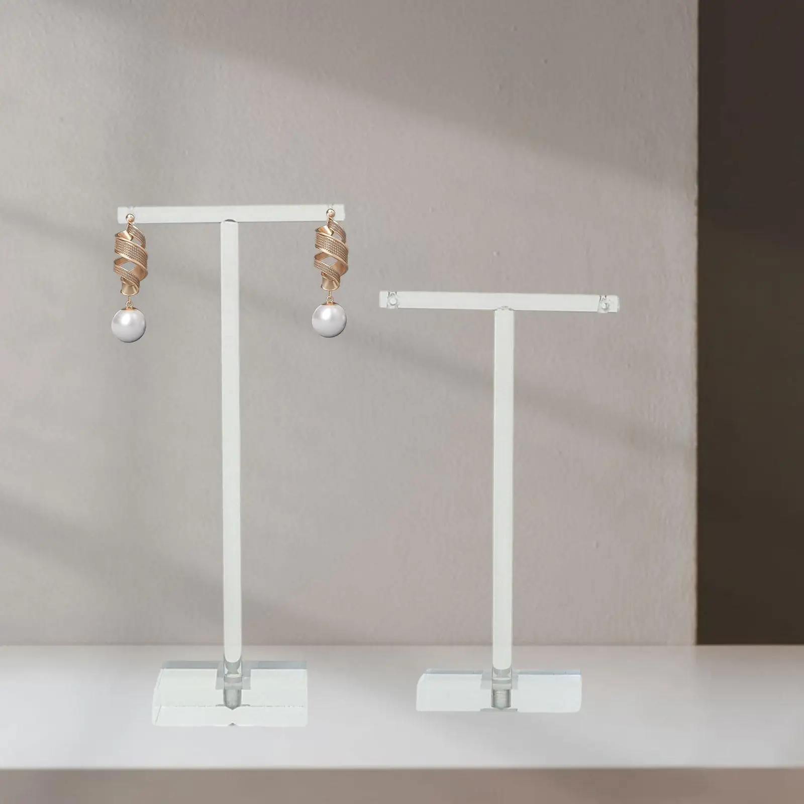

2Pcs Earring Display Stand T Shaped Stud Earring Display Holder Acrylic Jewelry Organizer for Home Vanity Tabletop Dresser Store