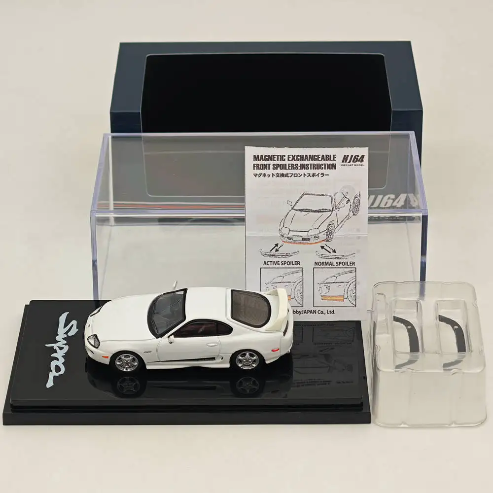 SUPRA RZ JZA80 맞춤형 VER, 액티브 스포일러 화이트 HJ643042W 다이캐스트 모델 자동차 컬렉션 장난감, 취미 일본 1/64