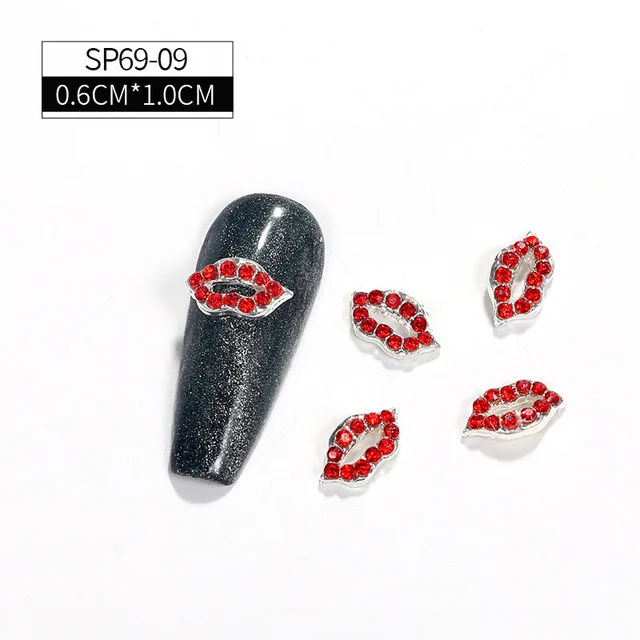 LEAMX 10 Pcs Nail Supplies 3D Charms Rhinestone Nail Art Decorations Pretty Girl Nails DIY Alloy Gemstone Nails Diamond Jewelry SP0069-09