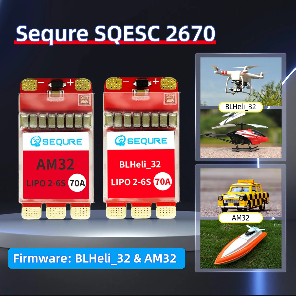 SEQURE 2670 귯ø ESC 2-6S Lipo  70A ߿ BLHeli_32 | AM32, 128KHz PWM ļ  UAV ESC 
