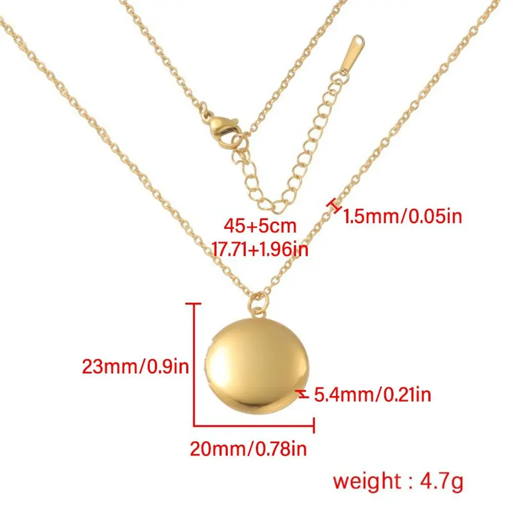 High Quality Round Necklaces Mirror Polish Jewelry Gift Photo Picture Locket Stainless Steel DIY Necklace For Women