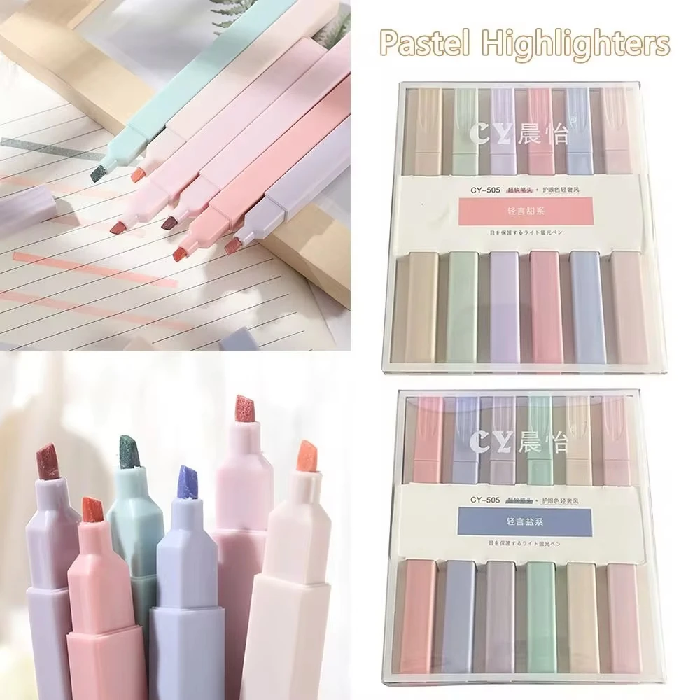 Highlighter Marker Pastel Color Kawaii Stationery School Supplies Student 6pcs/set highlighter marker,highlighter pen,marker pen,art marker
