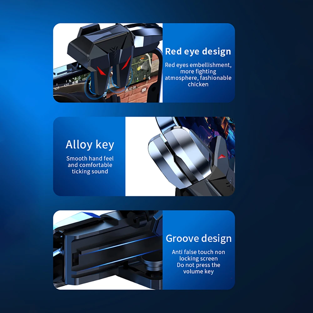 2pcs Mechanical 6 Finger Aim Shooting Triggers Sensitive Mobile Gaming Triggers for Pubg Mobile