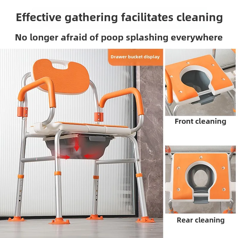 Dual Purpose Bathroom Chairs Toilet Chair Aluminum Alloy Non-slip shower stool Height Adjustable Toilet Support for Elderly
