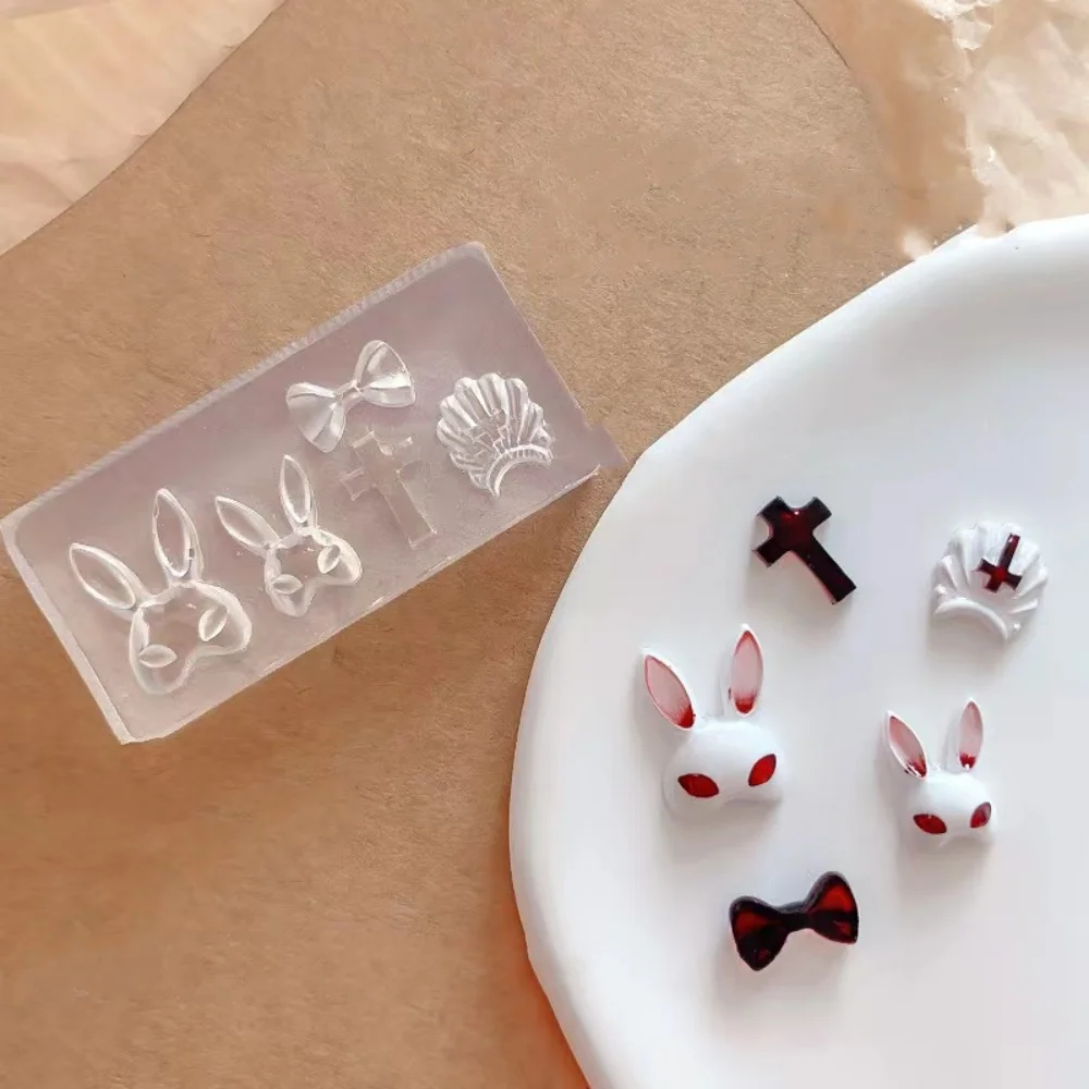 Nailart Easter Bunny Rabbit Cross Mold 3D Carving Silicone Nail Mould Template DIY Manicure Deco Tools 2