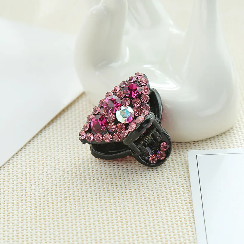 

Korean Girl Simple Hair Pins Crystal Rhinestone Heart Small Hair Claws for Women Cute Full Diamond Hair Accessories