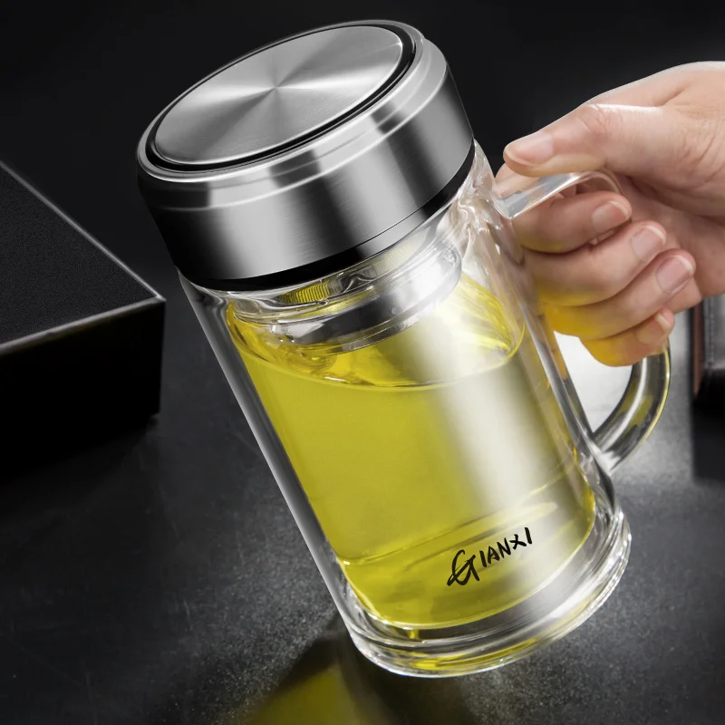 tea cup GIANXI Double Layer Thickened Heat-Resistant Glass Glass Mug Tea Mugs Cup For Tea Vacuum Anti Scalding High Boron Silicon