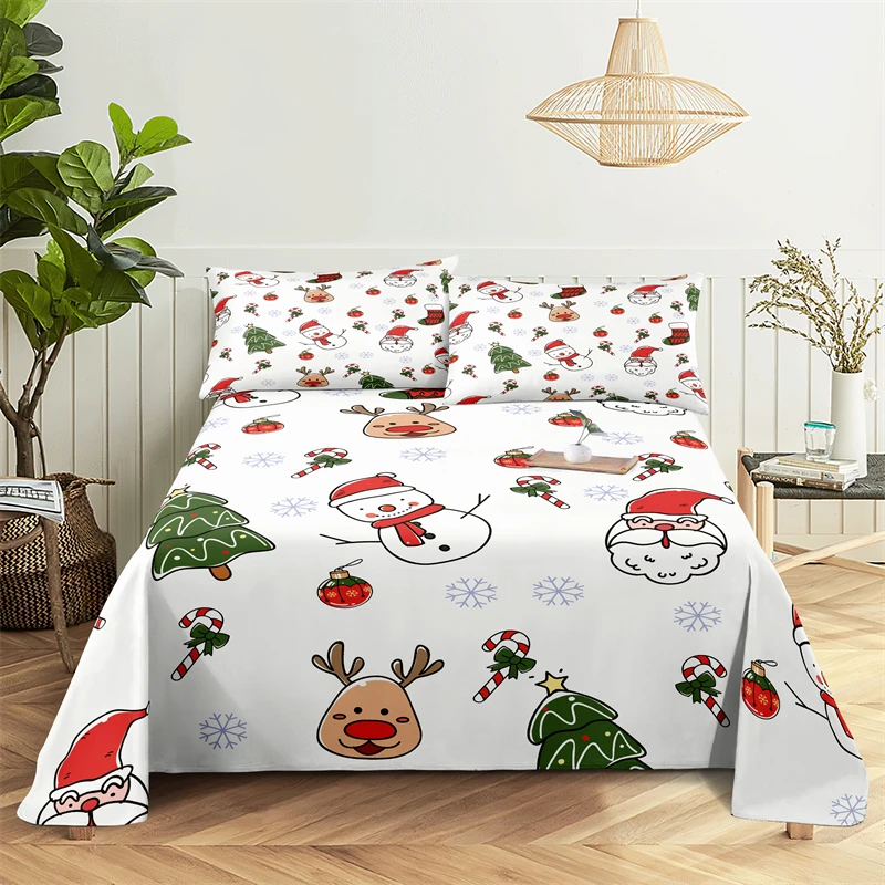 

Christmas Snowman 0.9/1.2/1.5/1.8/2.0m Bedding Set Bed Sheets and Pillowcases Bedding Bed Flat Sheet Bed Sheet Set