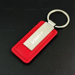 CNC Engraved PU Leather Motorcycle Keychain (Red)