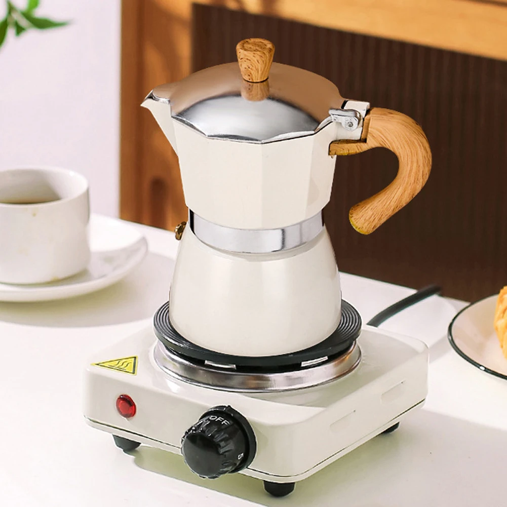 Single Valve Octagonal Aluminum Moka Pot 150/300ml Extraction for Italian Coffee Machine with Anti-scald Wood Handle espresso coffee maker coffee maker coffee pot espresso maker
