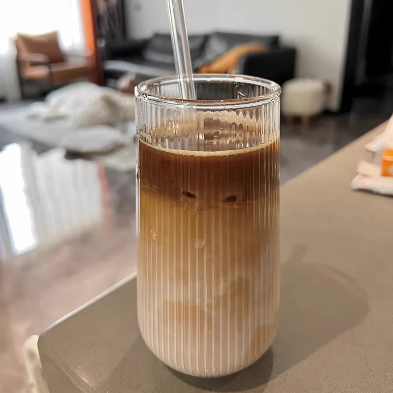 Hot Selling Drinkware 500ml Glass Cup Clear Juice Bottle Cold Drink Beer Mug Water Tumbler Coffee Glasses