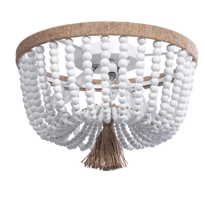 

American Country Retro Ceiling Lamp Bedroom Creative Wood Bead Room Corridor Balcony Boho Style decoration Light Fixture