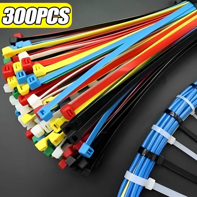 

100-300Pcs Plastic Nylon Cable Ties Detachable Self-locking Cord Ties Straps Fastening Loop Reusable Wire Ties For Home Office