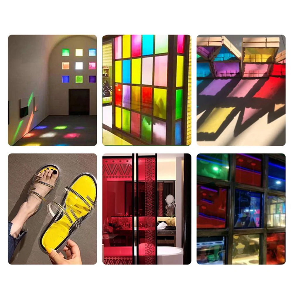 PVC Plastic Sheet 10pcs A4 Light Filter Gel Clear Film Transparent Color Waterproof Sheet Thickness Plastic Hard Sheet School DIY PVC Color