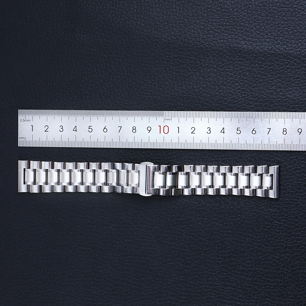 Curved End Stainless Steel Watch Band with Butterfly Buckle - Universal Wristband in Multiple Sizes