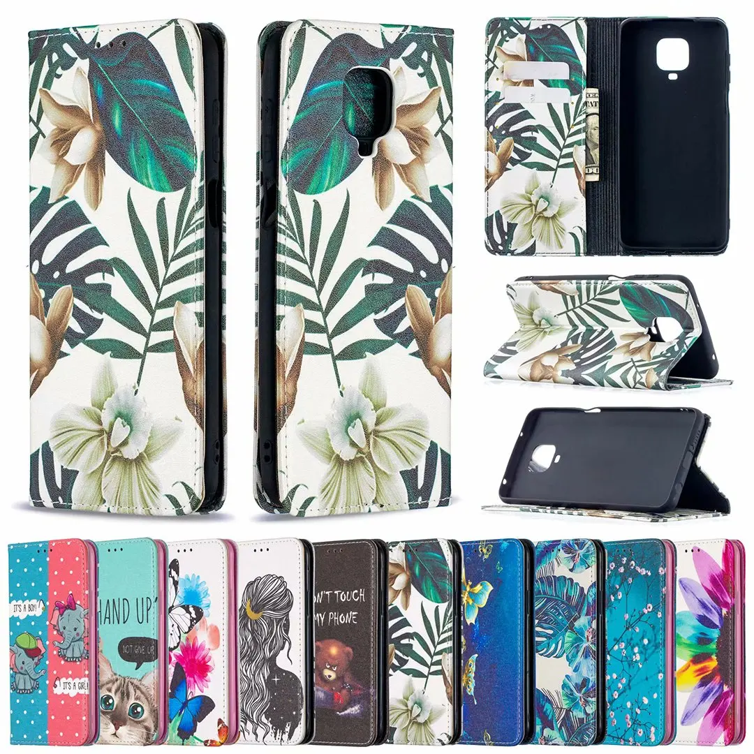 

Painted Leather Case For Xiaomi Redmi Note 10 9 8 Pro Max 9S 9A 9C 8T 8A 10T Lite POCO X3 NFC M3 Flip Wallet Case Protect Cover