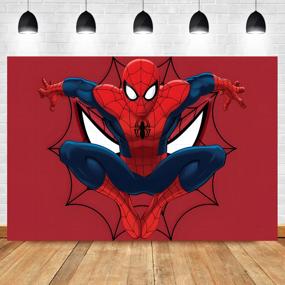 Photo Backdrop Photo Wallpaper Marvel Spider-Man Theme Backdrop Boy Birthday Party Superhero Spider-Man Baby Shower Decoration Photography Backdrop