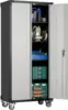 Garage Storage Cabinet with Wheels,72" Metal Storage Cabinet with 2 Doors and 4 Adjustable Shelves, Lockable Rolling Cabinet 1