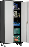 Garage Storage Cabinet with Wheels,72" Metal Storage Cabinet with 2 Doors and 4 Adjustable Shelves, Lockable Rolling Cabinet 1
