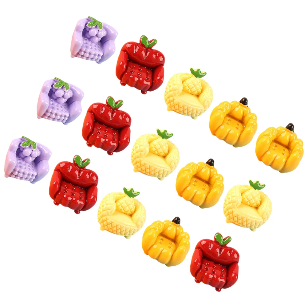 

15Pcs Resin Fruit Sofa Charm DIY Miniature Sofa Ornament Phone Case Decoration (Mixed Style)