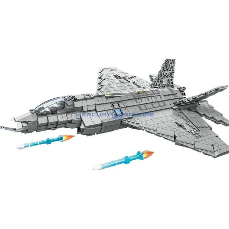 

F35 Fighter Model Bricks MOC 9003 Modern Military Army Awacs Plane Transport Building Blocks High Tech DIY Toy Kids Boys Gift