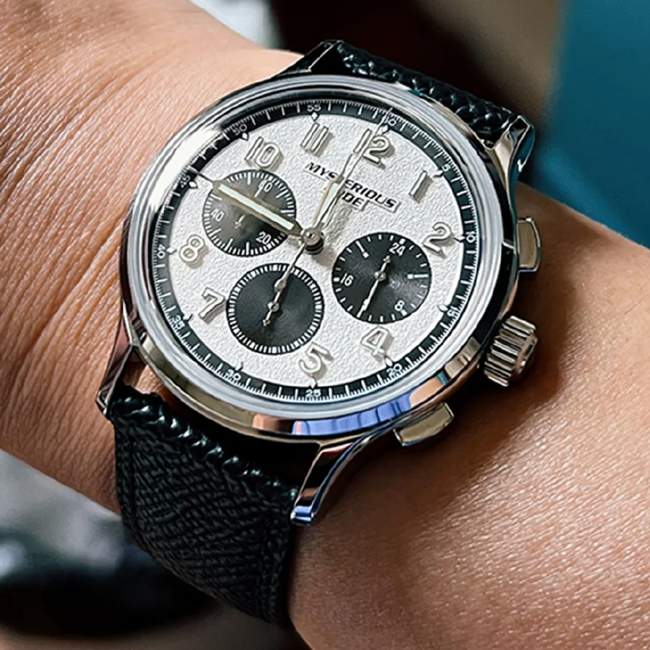 

Pilot Chronograph Quartz Watch Men VK63 Panda Chrono Watches 40mm 904L Stainless Steel Dome Sapphire Glass Luminous Wristwatches