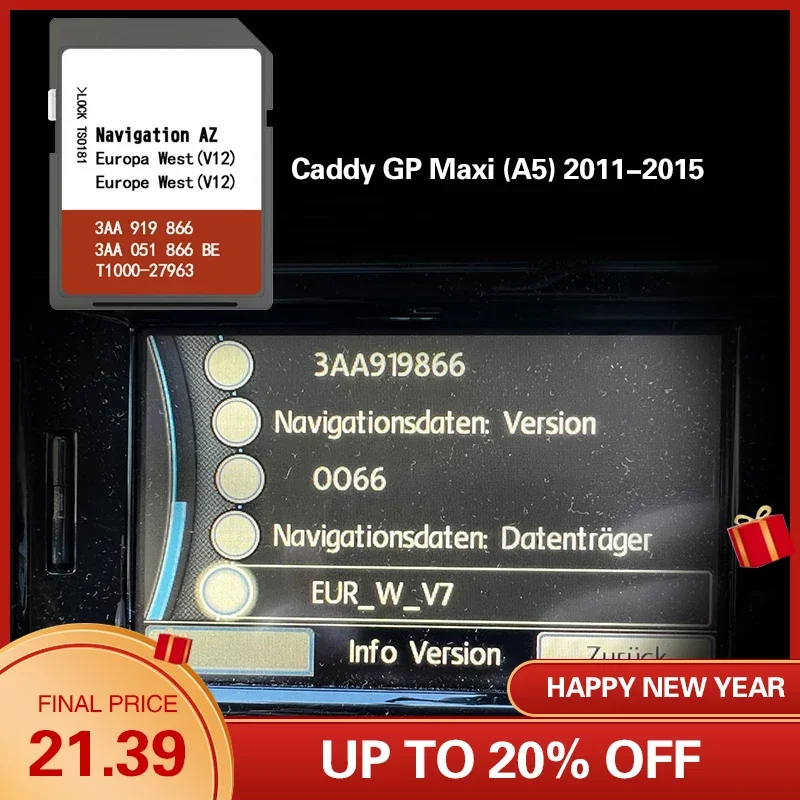Adatto Per Caddy Gp Maxi (A5) 2011-2015 Az V12 Western Europe Uk Spagna Map Sd Card