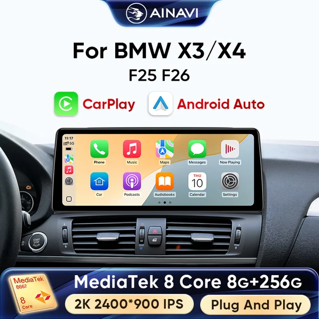 Autoradio Ainavi pour BMW X3 F25 X4 F26 2011 2012 2013 2014 2015 2016 NBT, Carplay sans fil, Android Auto, écran multimédia IPS 1
