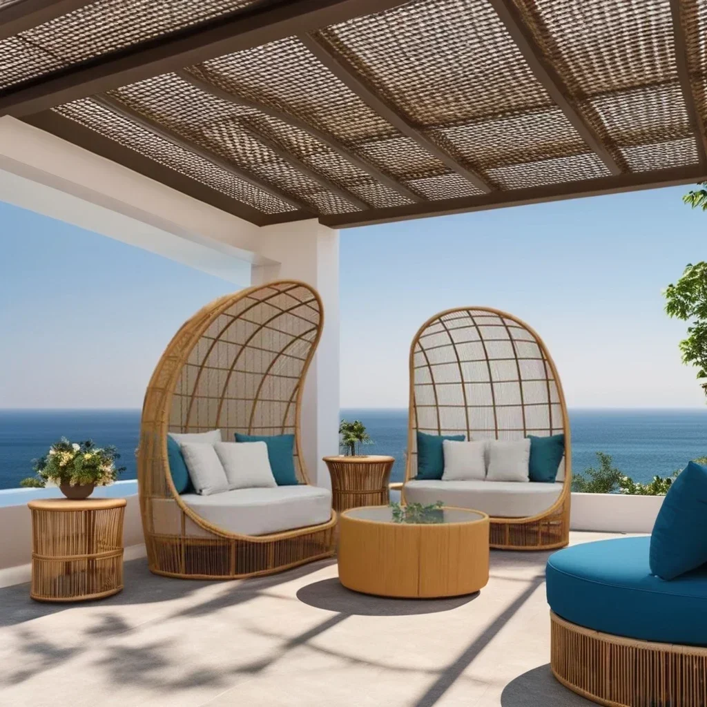 Rattan Outdoor Canopy Furniture Half Moon Rattan Sofa Garden Sets Outdoor Furniture Lounge Garden Sofa