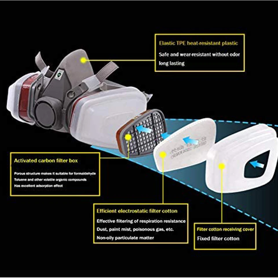 Demi-masque réutilisable 16 en 1 avec filtres - Protection respiratoire