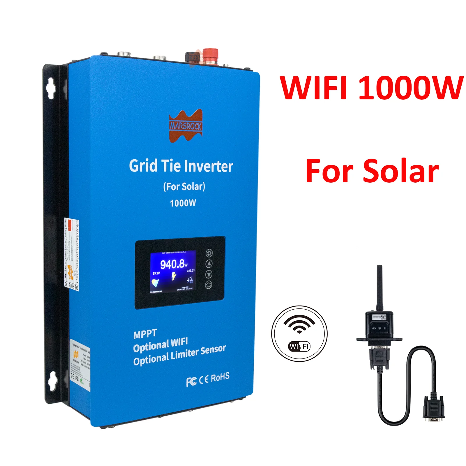 1000W Inverter Solare Carica Grid Tie Microinverter Mppt Onda Sinusoidale Pura Micro Inverter Pv Limitatore Di Corrente Convertitore Sensore Wifi